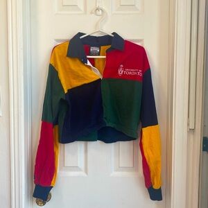 Barbarian cropped long sleeve rugby shirt colour block University of Toronto